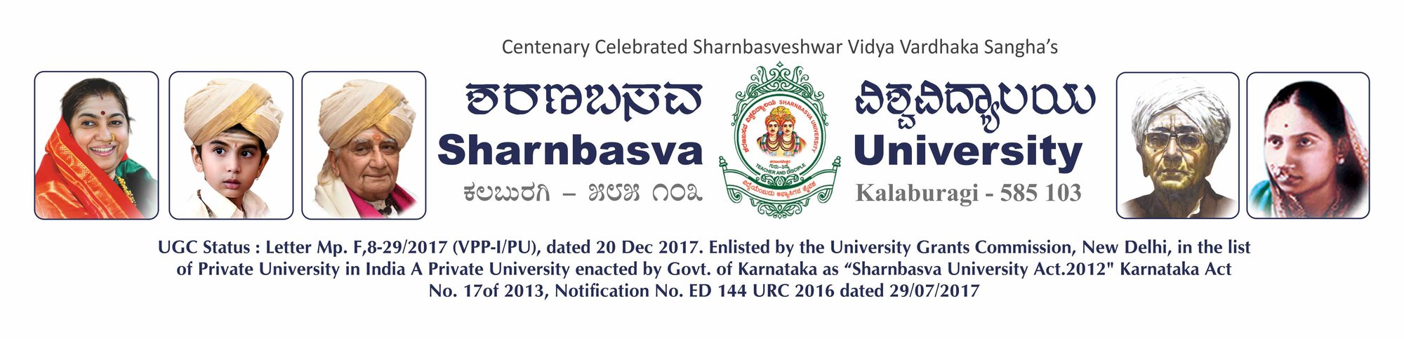 Sharnbasveshwar Vidya Vardhaka Sangha's Sharnbasva University, Kalaburagi - 585 103. UGC recognised private university.